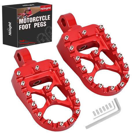 Nilight Motorcycle Foot Pegs Dirt Bike Footpegs Fit for Harley Dyna 1993-2017 Fatboy 1990-2017 Iron 883 2009-2017 Sportster 883 360° Rotating CNC Foot Pegs Heavy Duty Aluminum Alloy Peg Pedal, Red