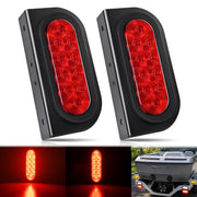 6 Inch Oval Red Tail Lights w/ Mount Bracket (Pair)