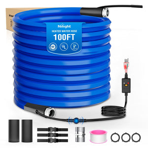 100FT Heated Water Hose RV 5/8inch Inside Diameter -45°F Freeze Protaction Antifreeze Garden Drinking Hoses with Saving Thermostat and Smart Heat System for Winter Camper Supply Accessories