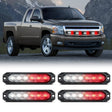 Nilight 4PCS 6 LED Red and White Emergency Warning Strobe Lights