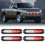 Nilight 4PCS 6 LED Red and White Emergency Warning Strobe Lights