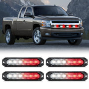 4PCS 6 LED Red and White Emergency Warning Strobe Lights