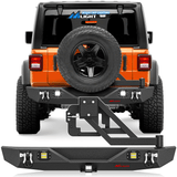 Front Bumper 2007 2008 2009 2010 2011 2012 2013 2014 2015 2016 2017 2018 Jeep Wrangler JK & Unlimited (2/4 Doors) Rear Bumper Hitch Receiver 2Pcs LED Lights Pods D-rings