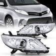 Nilight Headlight Assembly Compatible with 2011 2012 2013 2014 2015 2016 2017 2018 2019 2020 Toyota Sienna Chrome Housing Clear Reflector Clear Lens Headlights Replacement