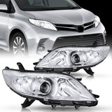 Nilight Headlight Assembly Compatible with 2011 2012 2013 2014 2015 2016 2017 2018 2019 2020 Toyota Sienna Chrome Housing Clear Reflector Clear Lens Headlights Replacement