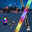 Nilight RGB Whip Light 1PC 2FT Lighted Antenna Whips with Remote & App Control DIY Chasing Patterns Brake Reverse Lights for ATV UTV Polaris RZR Can-am Dune Buggy Pickup Trucks Jeep