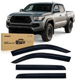 Window Rain Guards for Toyota Tacoma Double Cab 2016 2017 2018 2019 2020 2021 2022 2023, Out-Channel Window Visors Vent Wind Deflectors-4PCS