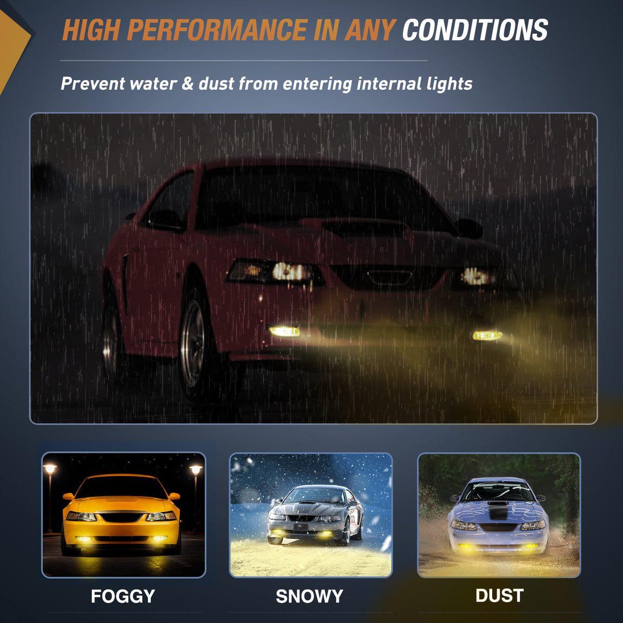 1999 2000 2001 2002 2003 2004 Ford Mustang Fog Lights Assembly Amber Lens 880 27W Bulbs