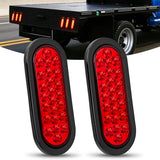 6 Inch Oval Red 24Leds Trailer Tail Lights (Pair)