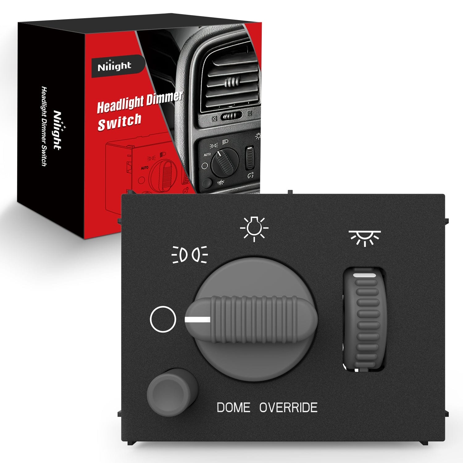 Nilight Headlight Dimmer Switch Compatible with 1999 2000 2001 2002 Suburban Tahoe GMC Sierra 1500 2500 Chevy Silverado 3500 with Yellowish LED Light, image size:1500x1500