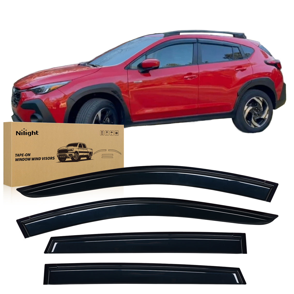 Window Visors for Subaru Crosstrek 2024 2025, Out-Channel Window Wind Deflectors Rain Guards -4PCS