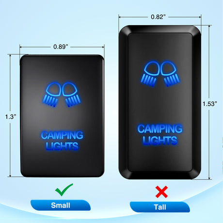Nilight Camping Lights Push Button Switch 12V ON Off Switches with Connector Wire Kit 1.28Inch x 0.87Inch Replacement for Toyota Sequoia Highlander Tacoma Tundra 4Runner RAVR Yaris