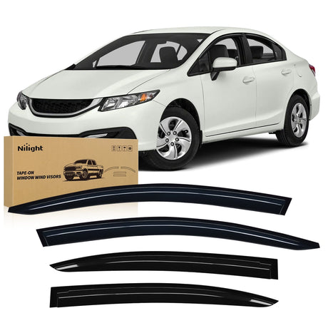 Nilight Window Rain Guards for Honda Civic 2012 2013 2014 2015, Window Wind Deflectors Vent Visors, Tape on-4PCS