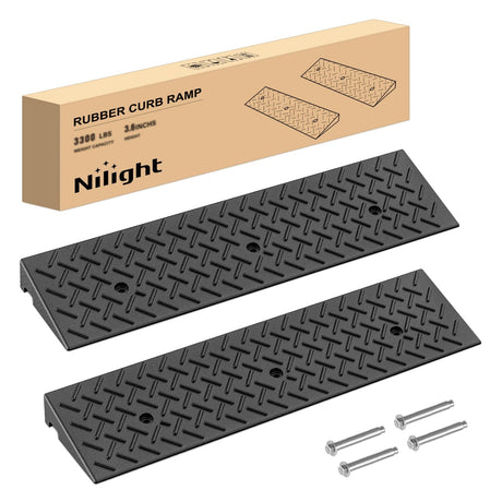 Accessories 2.4Inch Rise Curb Ramps, Heavy Duty Rubber Driveway Threshold Shed Ramp for Sidewalk Cars Lawn Mower Wheelchairs Motorcycles, 3300lbs Load Capacity