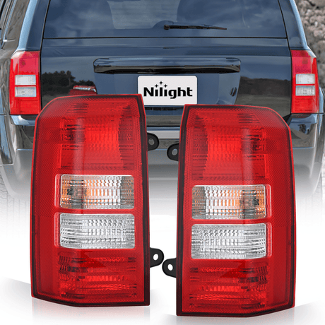 Nilight Taillight Assembly Compatible with 2008 2009 2010 2011 2012 2013 2014 2015 2016 2017 Jeep Patriot Tail Light OE Style Rear Lamp Replacement Driver and Passenger Side w/Bulbs
