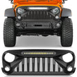 Front Bumper Front Bumper Grill Cover for 2007 2008 2009 2010 2011 2012 2013 2014 2015 2016 2017 2018 Wrangler JK/JKU Rubicon, & Sahara Sport with LED Work Light Pods Matte Black
