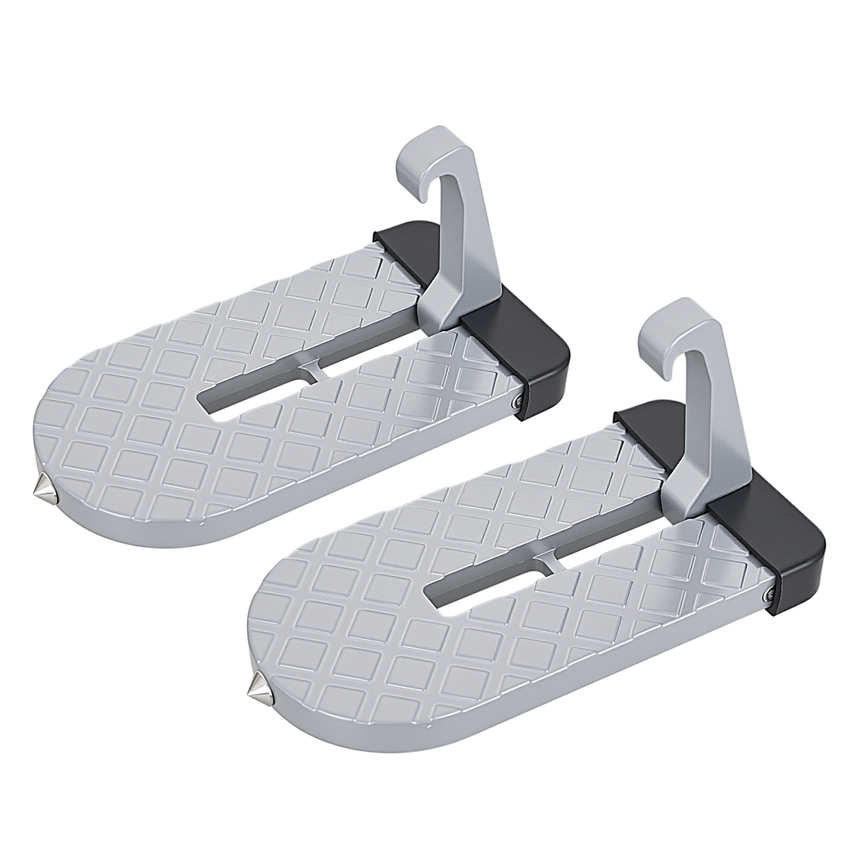 Nilight Car Door Step for Roof Access Universal Car Step Hook for Roof SUV Trucks Folding Aluminum Alloy Vehicle Door Latch Step Pedal With Glass Breaker Safety Hammer, Max Load 400lbs, 2 Pack Gray