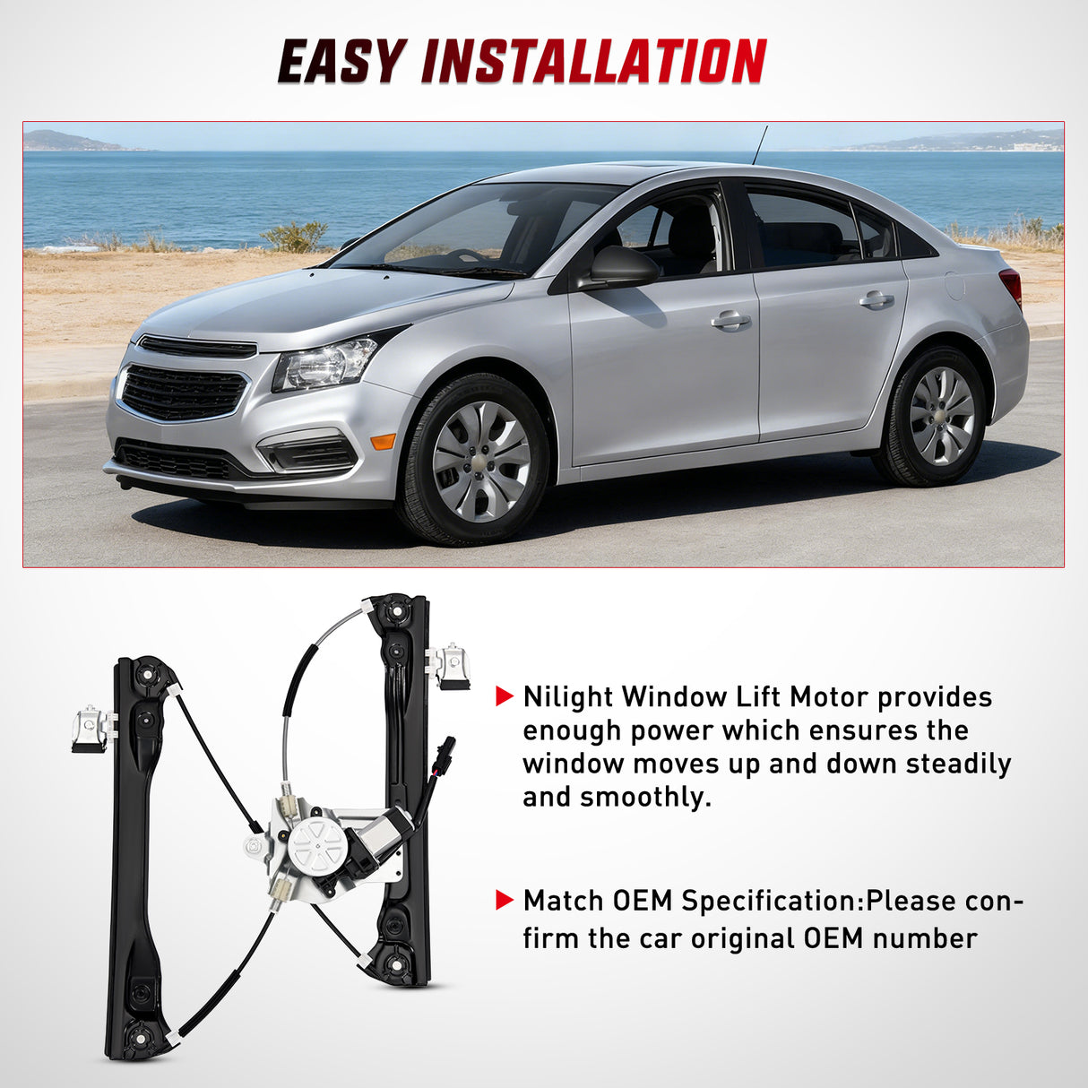 751-740 Power Window Regulator with Motor for Front Passenger Side Compatible with Chevy Cruze 2012 2013 2014 2015 2016 Chevy Cruze Limited Front Right Side