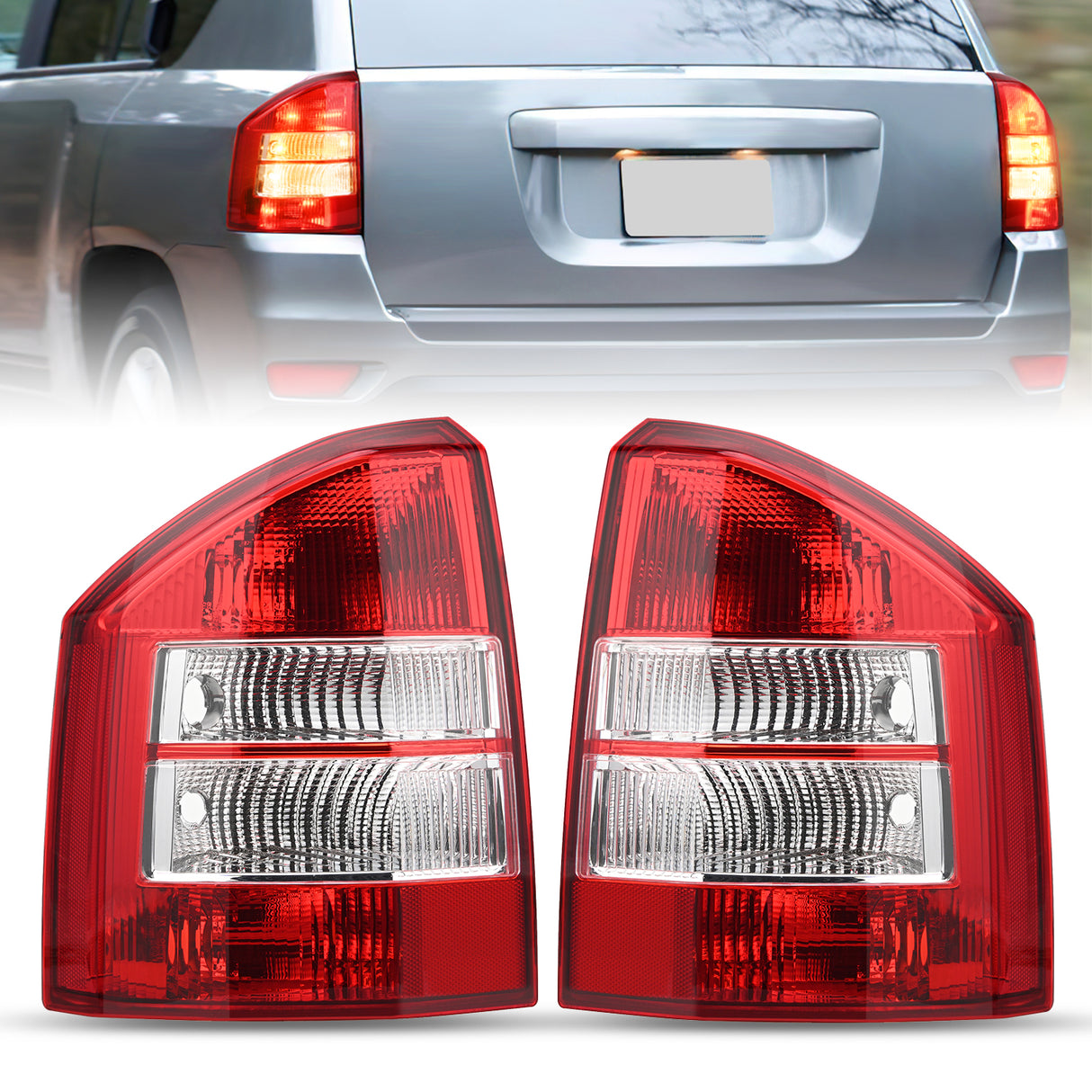 Nilight Taillight Assembly Compatible with 2007 2008 2009 2010 Jeep Compass Tail Light OE Style Rear Lamp Replacement Driver and Passenger Side