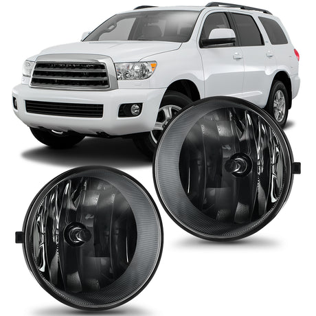 Nilight Fog Light Assembly Compatible with Toyota 2005 2006 2007 2008 2009 2010 2011 Tacoma 2007-2013 Tundra 2008-2017 Sequoia 2004-2006 Solara Smoke Lens w/H10 42W Bulbs