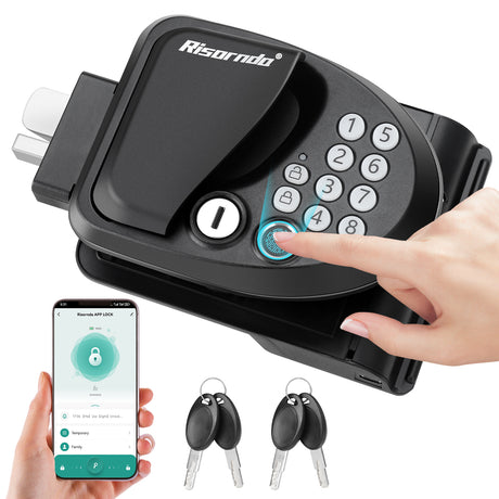 RV Parts RV Door Lock Keyless Entry, 4-in-1 RV Locks Replacement with APP, Fingerprint, Password, Keys, Bluetooth RV Keyless Entry Door Lock for Camper, Not fit Class A or Class C RVs