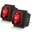 Nilight 6Pin On Off On Rocker Switch 2PCS Red LED Lighted IP67 Waterproof DPDT 3 Position Latching 20A 12VDC 125VAC Motor Toggle for Car Boat Automotive Vehicles
