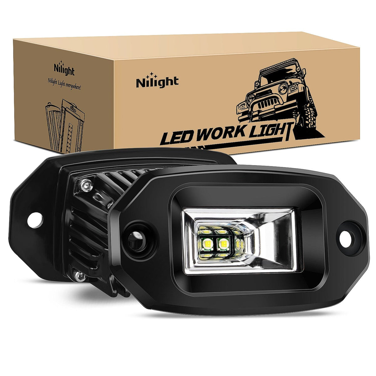 4.5Inch 20W Flush Mount Flood LED Work Light (Pair) - Nilight