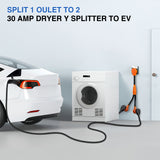 EV Dryer Y Splitter Adapter Cord 30 Amp Male Plug to Two 30Amp Female Receptacle 3 Prong 125V/250V 7500 Watt Pure Copper Conversion Heavy Duty STW 10 AWG Cable 10-30P 10-30R 30M/30F