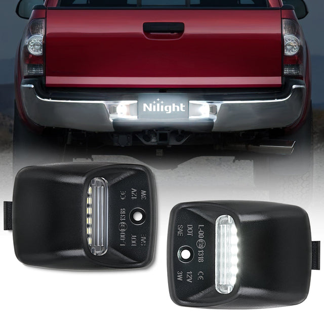 License Plate Lights Compatible with 2005 2006 2007 2008 2009 2010 2011 2012 2013 2014 2015 Toyota Tacoma 2000-2013 Tundra Black Housing 6000K White 2PCS Pack main