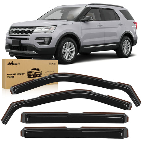 Rain Guards In Channel Window Deflectors for Ford Explorer 2011 2012 2013 2014 2015 2016 2017 2018 2019 Vent Window Visors,Rain Guards-4PCS