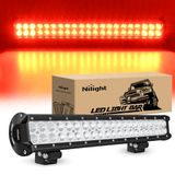 LED Light Bar LED Light Bar 20 Inch 126W Spot Flood Combo Red Beam Off Road Lamp Fishing Hunting Emergency Deck Work Lighting for Trucks UTV Pick-up Van Boat Tractor