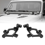 Hood Light Mounting Brackets Compatible with Jeep Wrangler JK 2007-2017, LED Light Bar Hood Mount Bracket, No Drilling Required, 2PCS