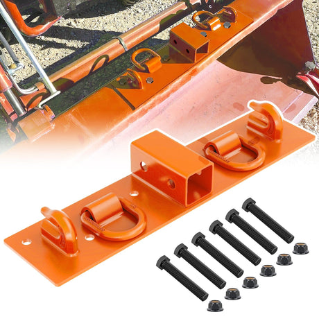 Nilight 3/8Inch Tractor Bucket Grab Hooks with 1/2Inch Tie Down Ring and 2Inch Receiver Grade 70 Forged Steel Bolt-On for John Deere Compact Tractor Bucket RV UTV Truck Max 4700LBS, Orange