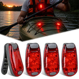LED Safety Light 4PCS Red Marine Navigation Bike Tail Lights Three Modes Waterproof Reflective Gear Clip On Flash Strobe Indicator Lamp for Night Boating Fishing Cycling Jogging