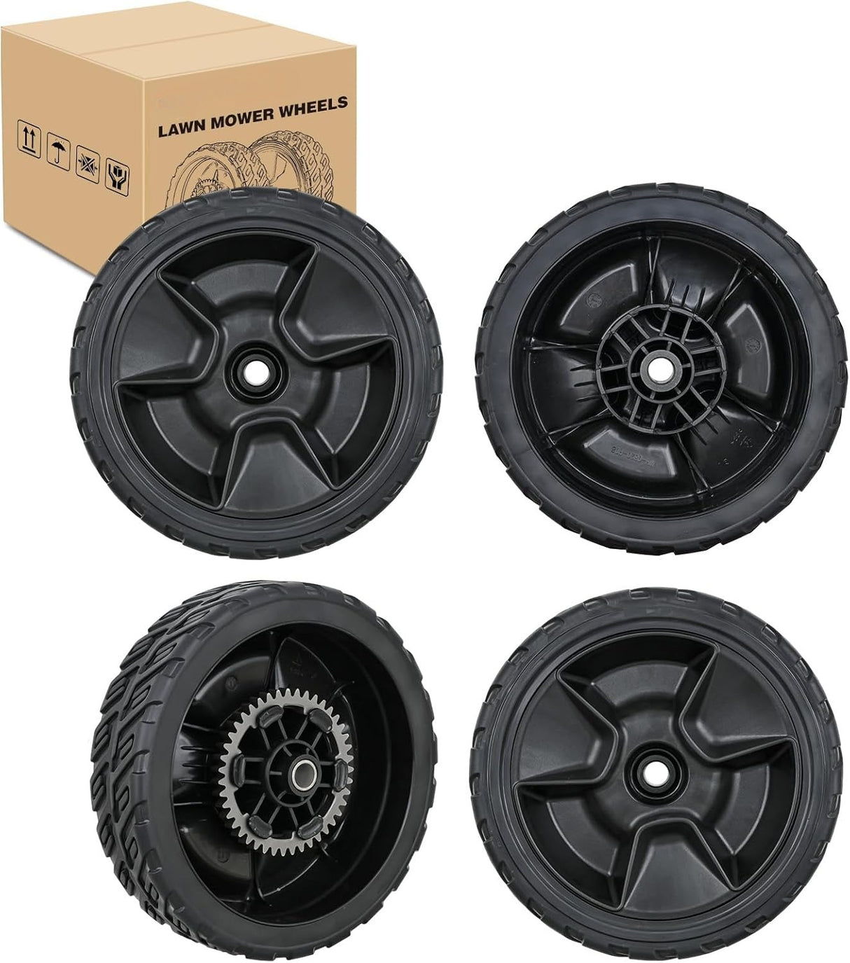 Lawn Mower Wheels Replacement 8 Inch, 2 Rear 42710-VR8-N00ZA and 2 Front 44710-VR8-N00ZA, Honda Lawnmower Wheels Compatible with HRN216 Series for Self-Propelled Walk-Behind, 4-Pack