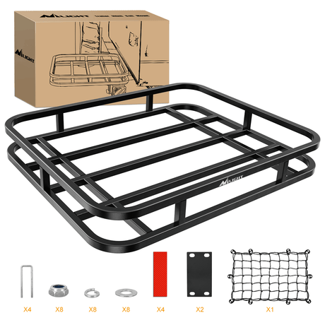 32¡Á26¡Á4 Inch RV Bumper Mounted Cargo Rack Carrier with Net Fits 4-inch or 4-1/2-inch Bumpers Nilight