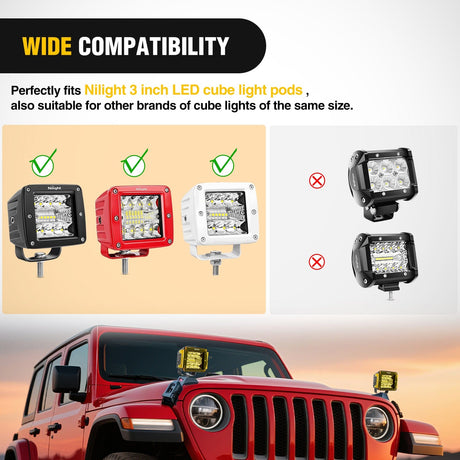 Nilight 2Pcs 3 inch Amber Cube Light Pod Cover