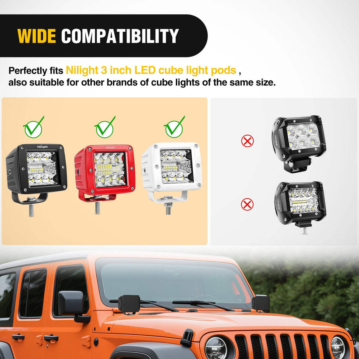 Nilight 2Pcs 3 inch Cube Light Pod Cover
