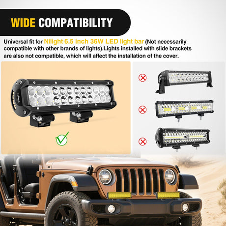 Nilight 2Pcs 12 inch Amber Light Bar Cover