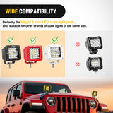 2Pcs 3 inch Yellow Cube Light Pod Cover