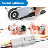 2 3 4 6 8 12 PIN DT Connector Kit 50 Sets Size 16 Stamped Formed Contacts for 14-18 AWG Wires DT Series w/Removal Tool nilight