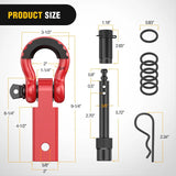 2 Inch Anti-Theft Shackle Hitch Receiver Set Red Nilight