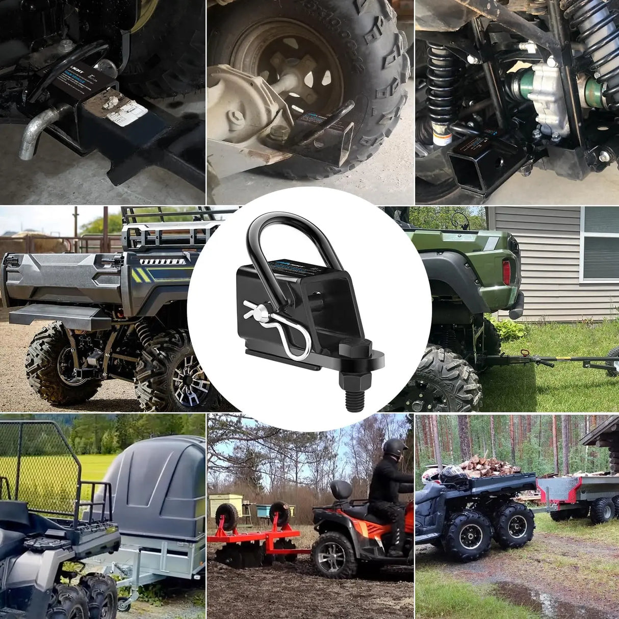 2 Inch Rear Trailer Hitch Receiver Kit for ATV UTV Rear Bumper Tow Hook Black Hitch Cover Kit Nilight