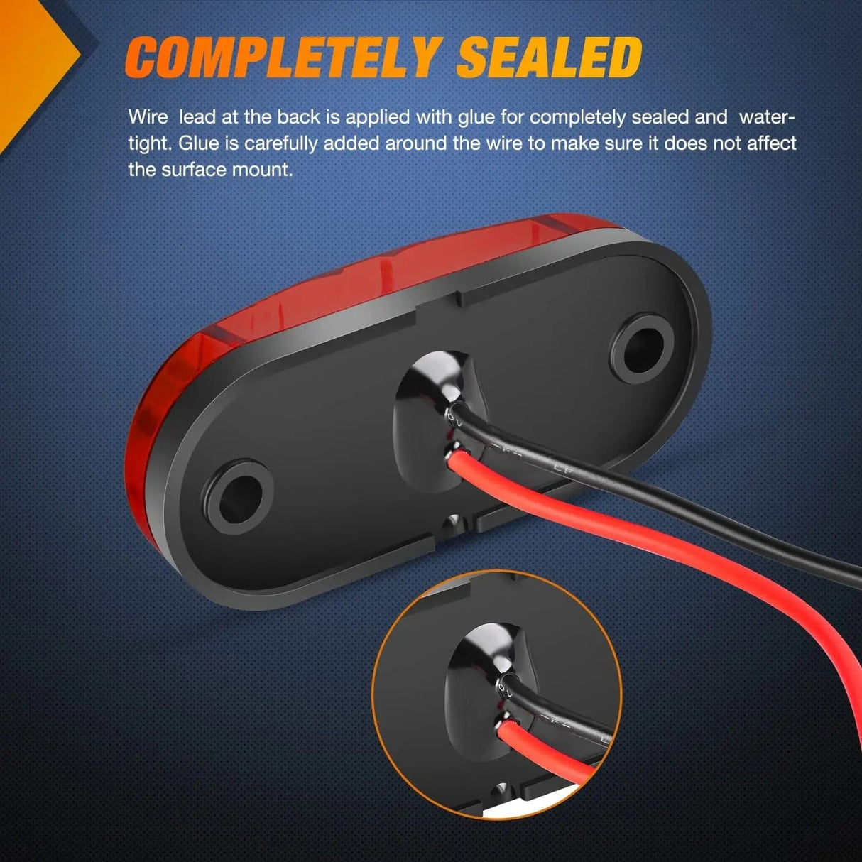 2.5 Inch Oval Amber Red Side Marker Light (10 Pcs) Nilight