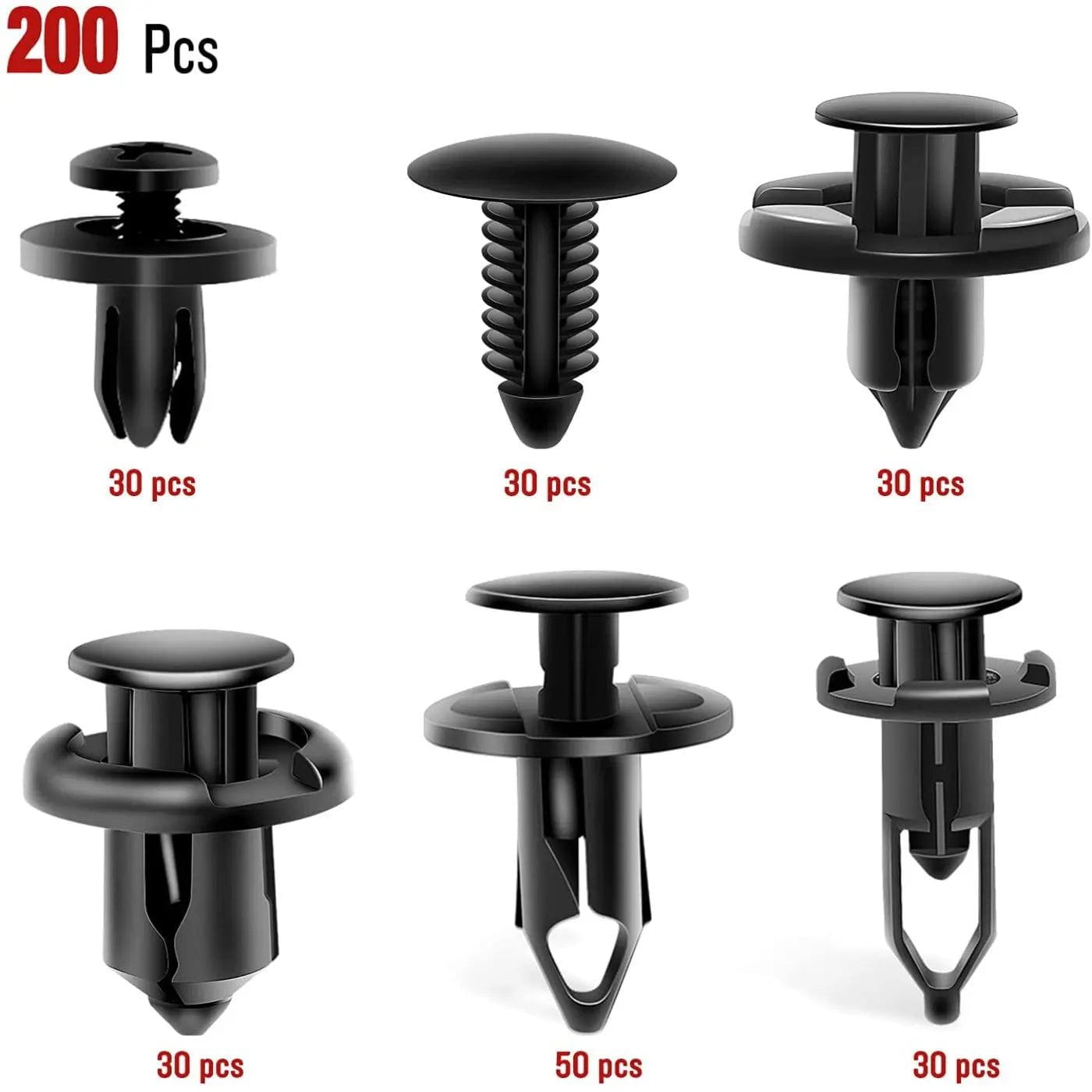retainer clips 200 Pcs Hole 6mm 7mm 8mm 9mm 10mm Car Retainer Clips Expansion Screws Replacement Kit Bumper Push Rivet Clips for GM Ford Toyota Honda Chrysler Nissan