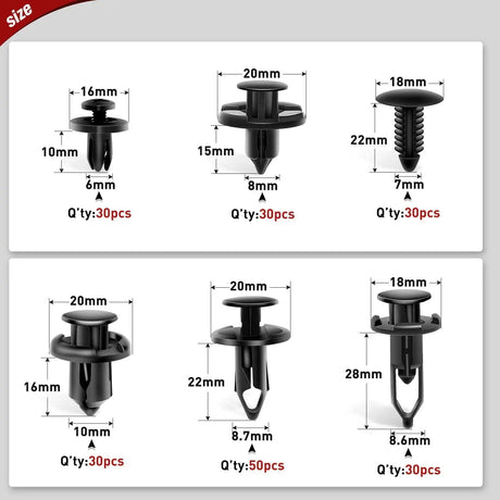 retainer clips 200 Pcs Hole 6mm 7mm 8mm 9mm 10mm Car Retainer Clips Expansion Screws Replacement Kit Bumper Push Rivet Clips for GM Ford Toyota Honda Chrysler Nissan