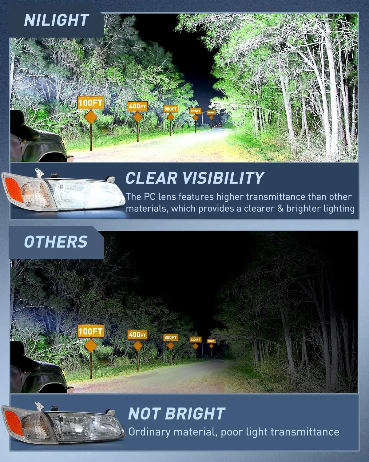 2000 2001 Toyota Camry Headlight Assembly Chrome Housing Amber Reflector Nilight