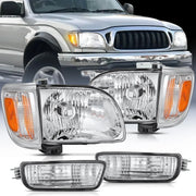 2001 2002 2003 2004 Toyota Tacoma Headlight Assembly Chrome Case Amber Reflector