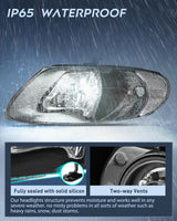 2001-2007 Chrysler Town & Country 2001-2003 Voyager 2001-2007 Dodge Grand Caravan Headlight Assembly Black Case Clear Reflector Nilight
