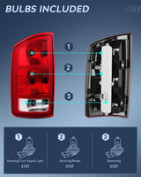 2002-2006 Dodge Ram 1500 2003-2006 Dodge Ram 2500 3500 Taillight Assembly Rear Lamp Replacement OE Style w/Bulbs Driver Side Nilight